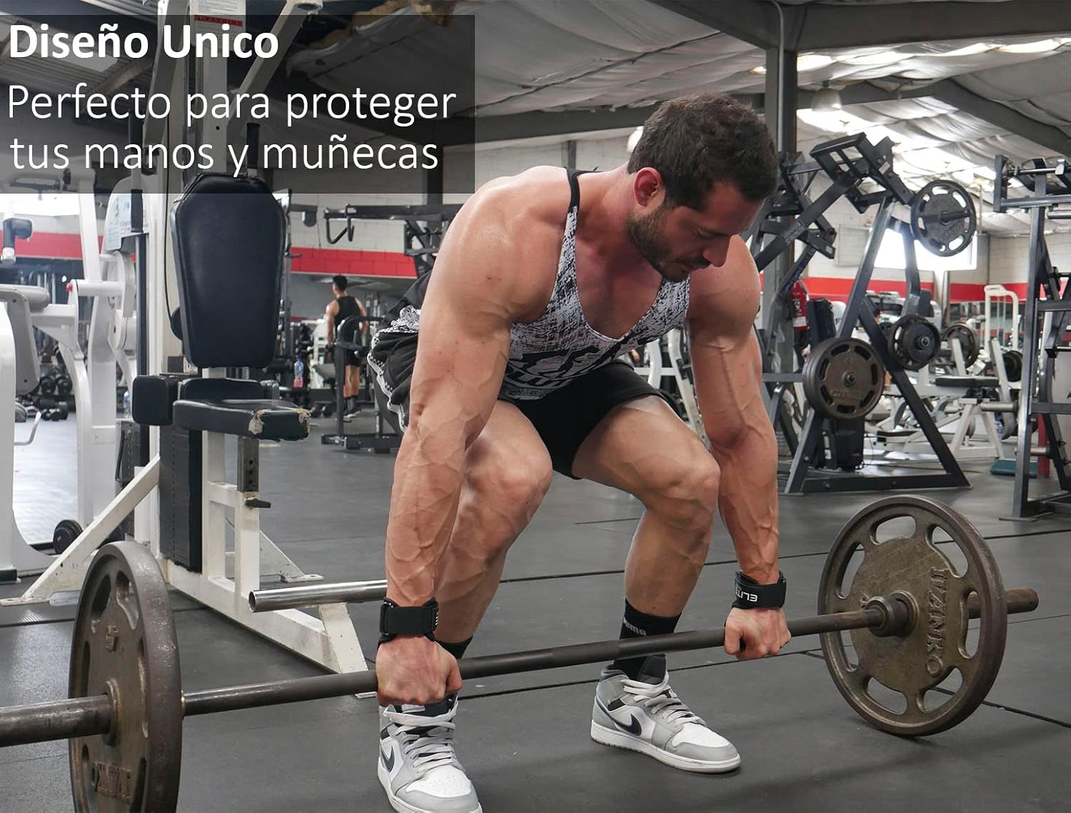 Elite Fitness Calleras de Cuero para Gimnasio, Protectores de Mano Tipo Straps, Ideales para Crossfit y Levantamiento de Pesas