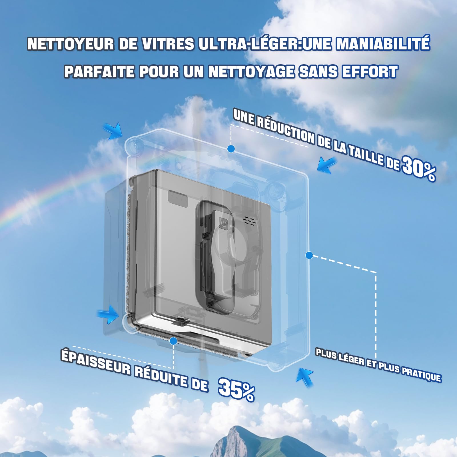 Robot limpiador de cristal inteligente con doble pulverización con 3 modos de trayectoria (Z/N, Z, N), robot de lavado de cristal automático con mando a distancia, navegación inteligente
