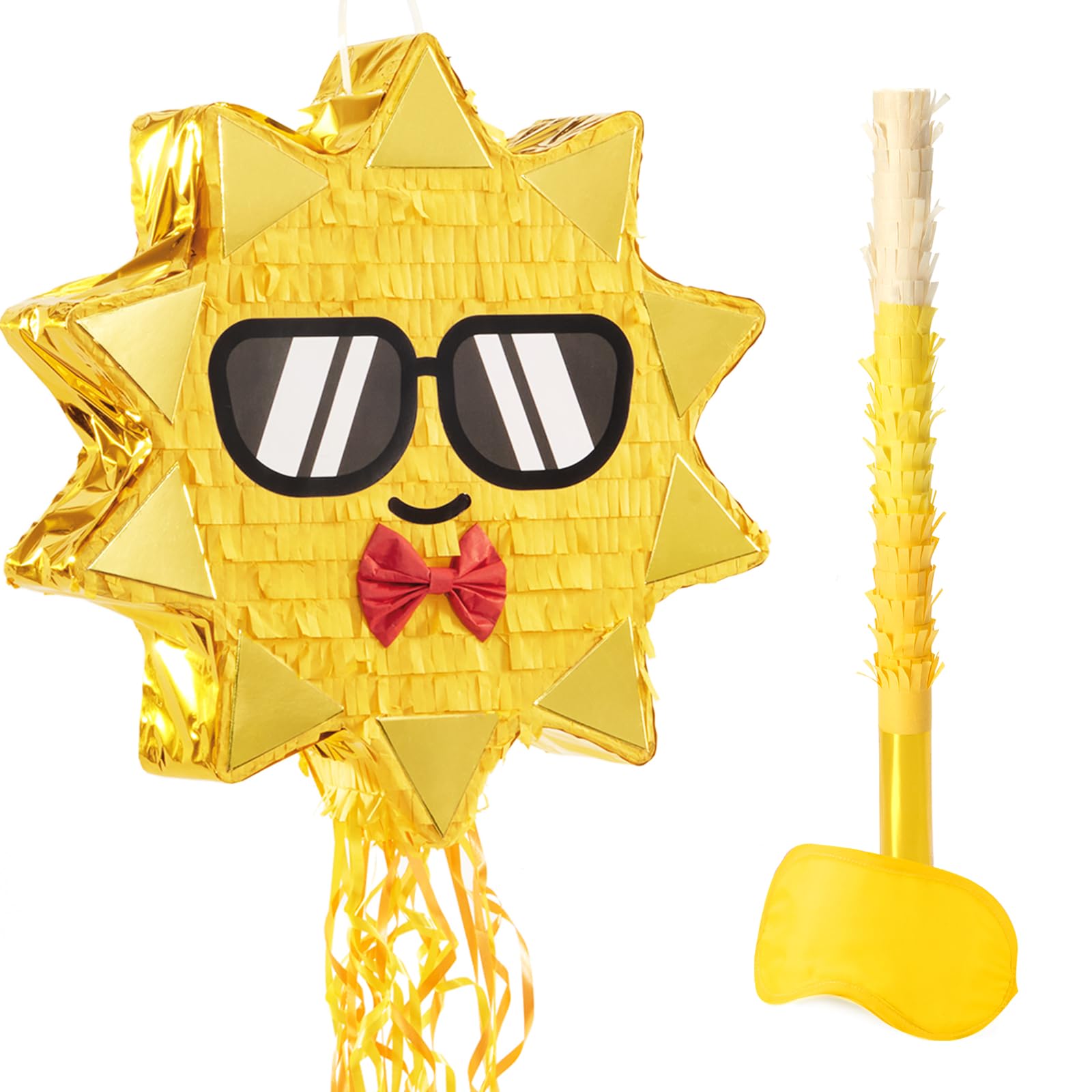 WERNNSAI Sun Piñata - Sunshine Party Decorations Pull String Sun Piñata with Blindfold and Bat for Girls Kids Sunshine Birthday Baby Shower Summer Party Game Supplies — image 1