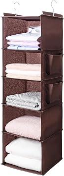 BOOMIBOO Hanging Closet Organize and Shelves,5-Hanging ShelfBrowm