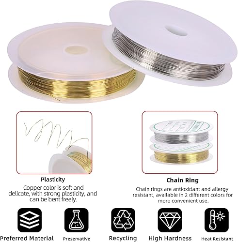 Miniatura 4 de Hilitchi Kit de suministros para fabricación de joyas de 1467 piezas - Alicates, alicates, hallazgos, alambres de cuentas y bolsa de almacenamiento