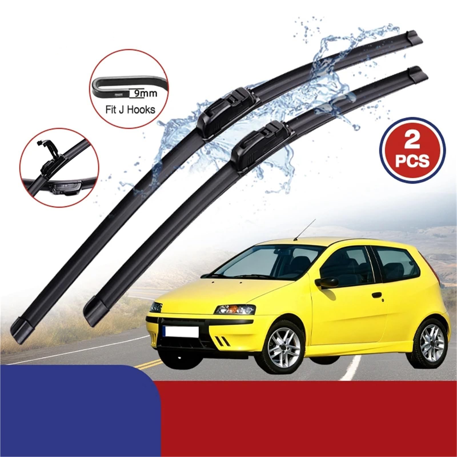 Limpiaparabrisas Vehículo Compatible Con FIAT Para Punto 188 1999-2005 Limpiaparabrisas De Coche Limpiaparabrisas Sin Hueso De Goma Suave Para Tipo U Limpiaparabrisas Automotriz 22"+18"