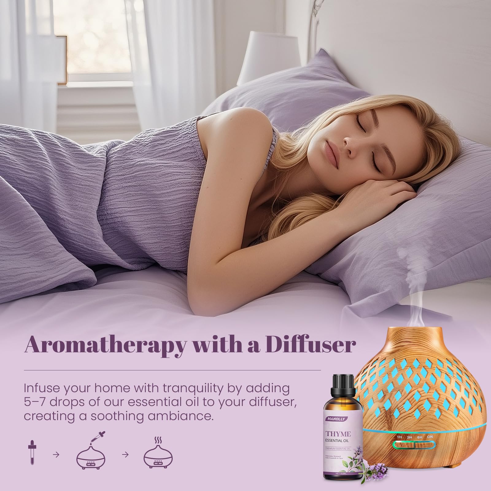 Hanolly Olejek Eteryczny Z Tymianku 100 ml, Naturalny Olejek Tymiankowy, Odpowiedni Do Dyfuzorów Aromaterapeutycznych, Produktów Do Pielęgnacji Skóry I Świec Zapachowych.