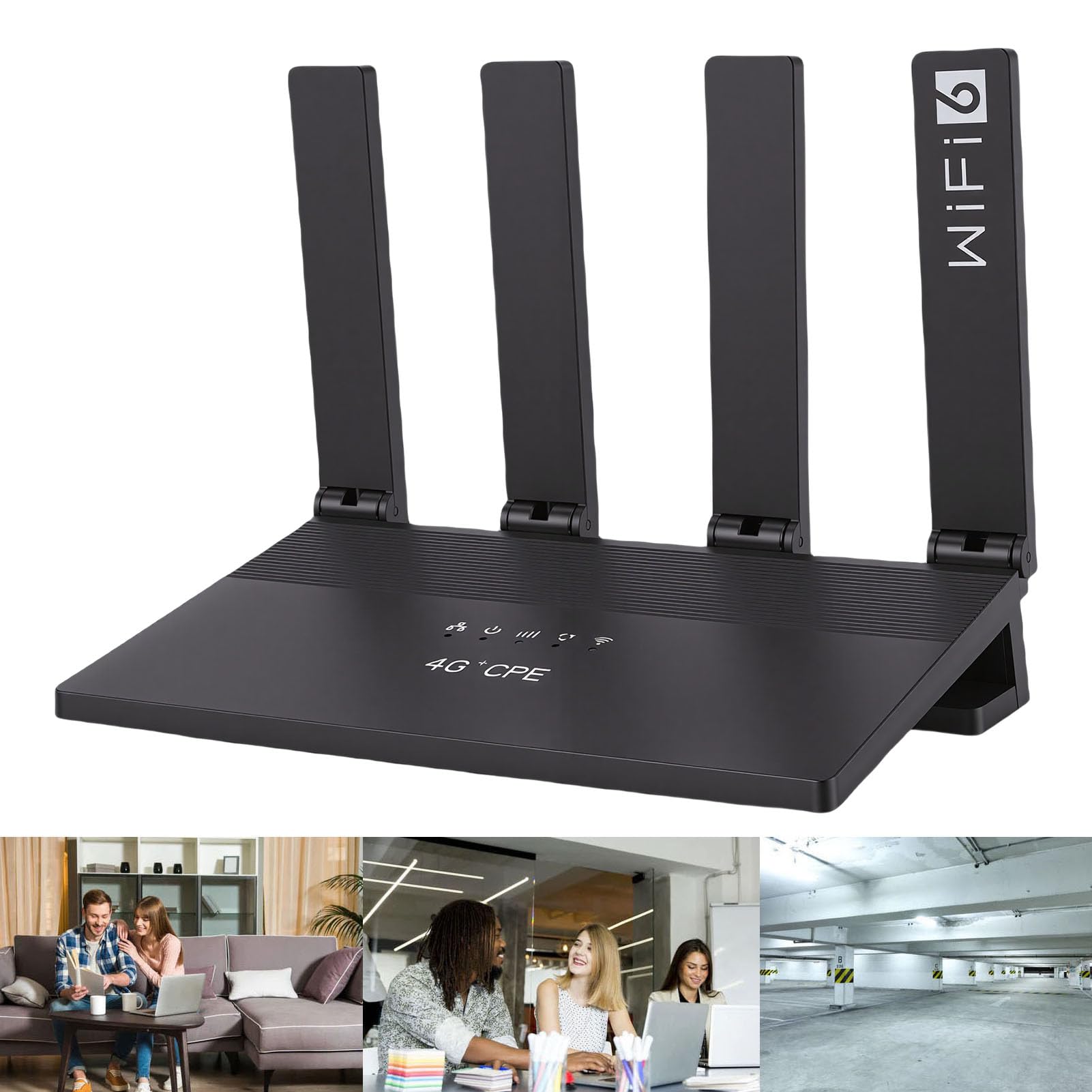 Generic Router Wireless CPE Tipo C da 300 Mbps Supporto Banda di Frequenza Versatile per Dispositivi Multipli con Slot per Scheda SIM a 4 Antenne per Europa Asia 7,6x5,8x4,3 Pollici