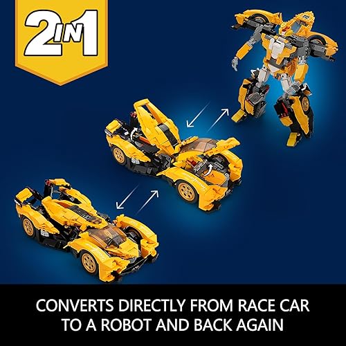 Miniatura 3 de Sillbird STEM - Juego de juguetes de construcción de robot, robot transformador 2 en 1 y kit de bloques de construcción de autos de carreras