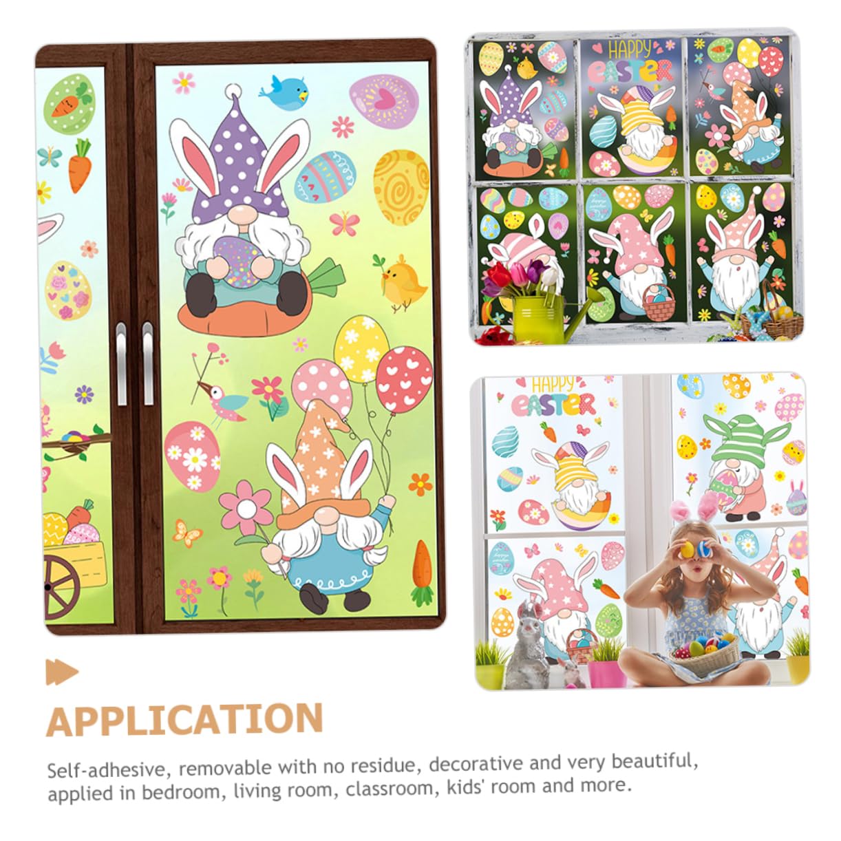 MAGICLULU 5 Sätze Wandtattoo Ostern Ei Zwerge Häschen Fensterfolie Cartoon-kaninchen Haften Festival-fensteraufkleber Film Füllstoffe Fenster Kaninchen Aufkleber Glasaufkleber Zu Ostern Pvc