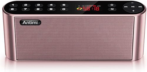Miniatura 6 de Antimi Altavoz Bluetooth, reproductor de radio FM, reproductor de MP3 estéreo portátil inalámbrico con sonido HD, micrófono integrado, audio de alta