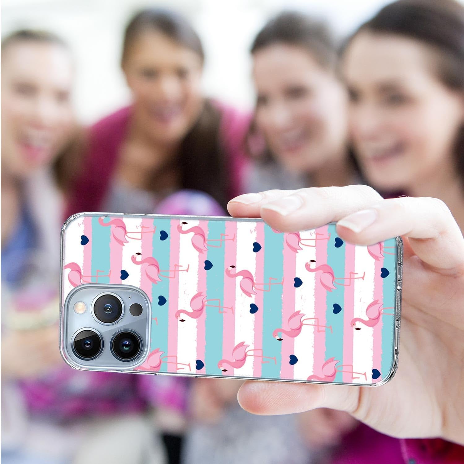 for iPhone 14 Pro Case,iPhone 14 Pro Case for Girl Women Men, Full Protective Shockproof Slim Soft TPU Clear Case Cover for iPhone 14 Pro,Cute Cartoon Animal Pink Flamingo Blue Love Heart - Image 7