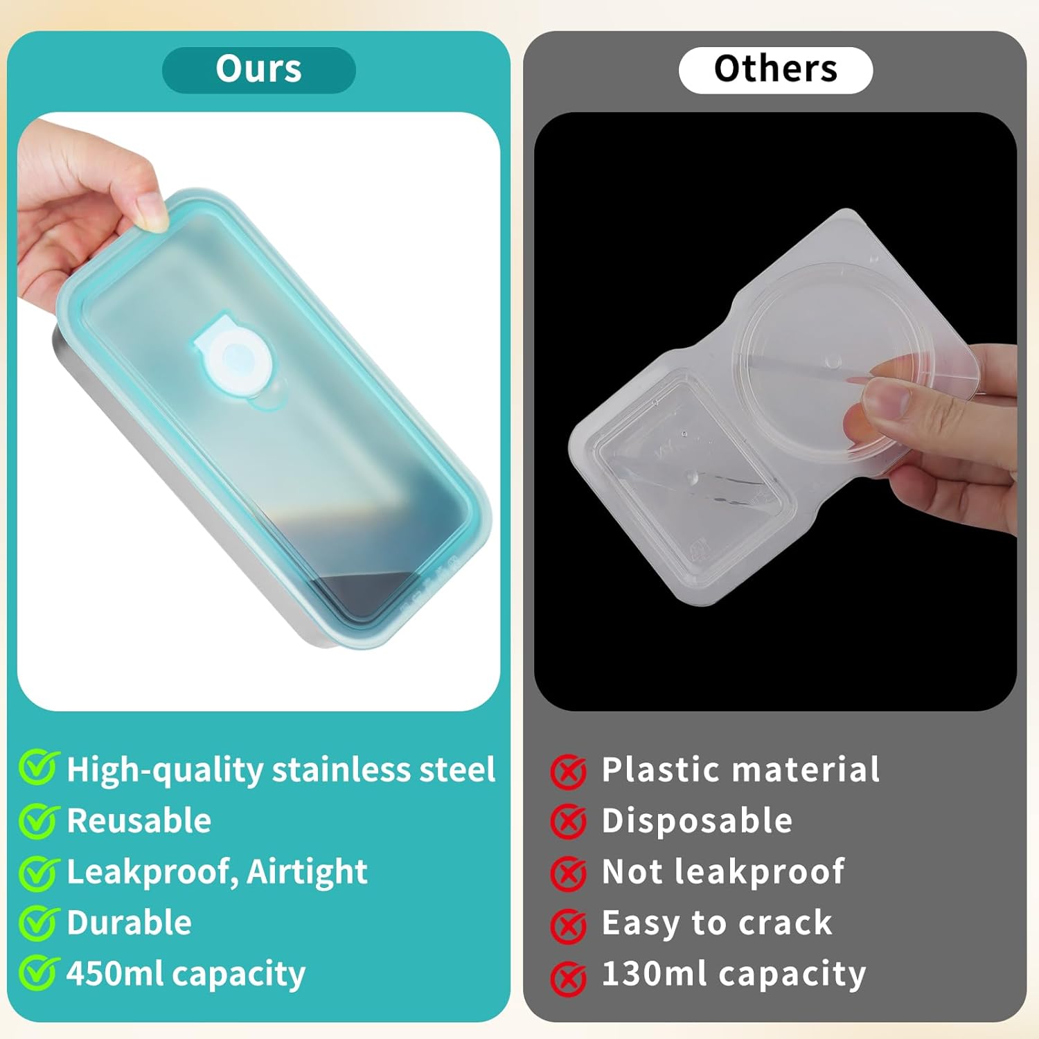 Stainless Steel Snack Containers, 4 Pack Grab and Go Snack Containers Reusable, Single and Double Compartment Food Storage Containers with Lids, Lunch Box Containers for Travel, Camping and Daily Use - Image 5