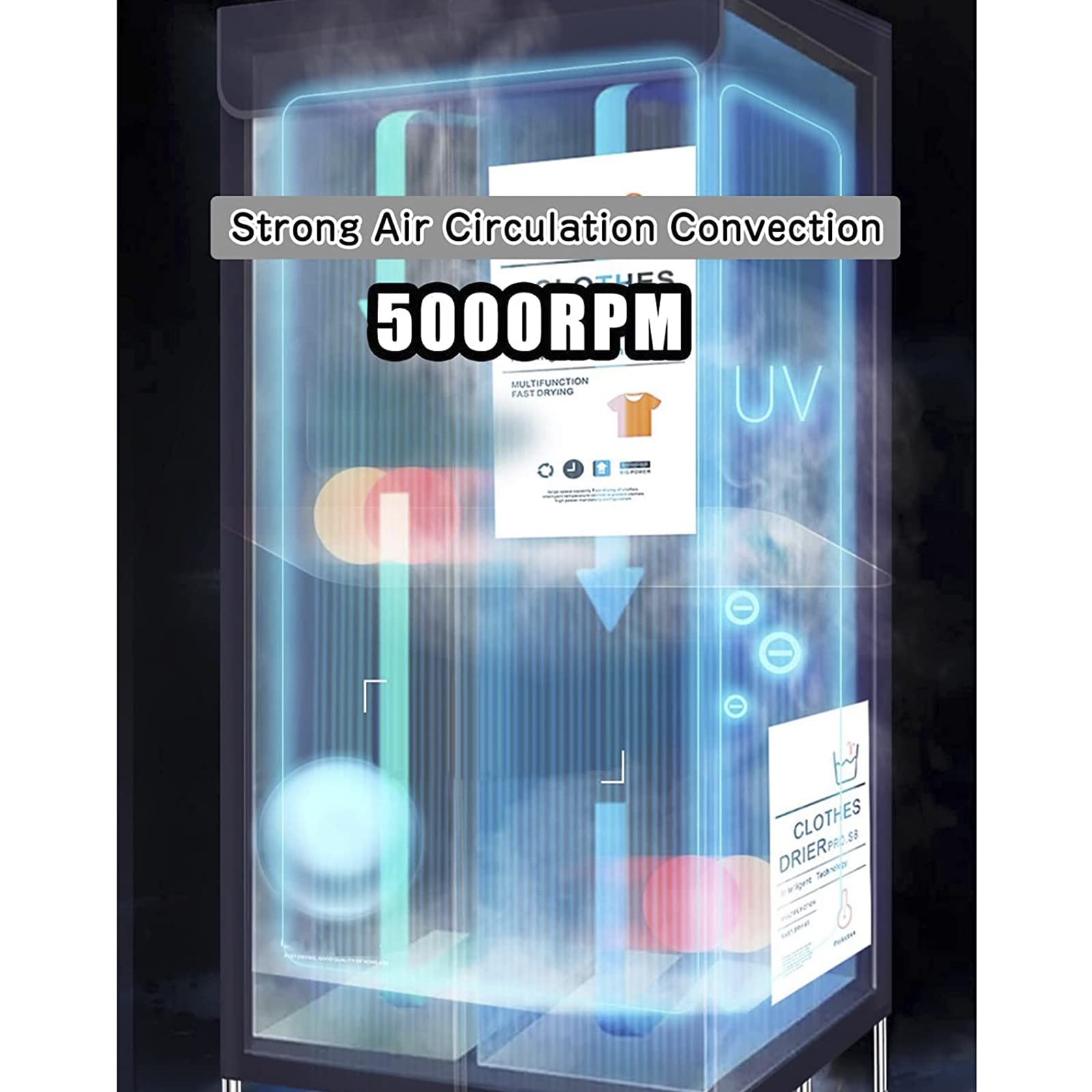 Asciugabiancheria Elettrica Portatile con Timer, Stendino Elettrico 1200W Basso Consumo, Stendibiancheria Elettrico Armadio Pieghevole a 2 Livelli, Protezione da Surriscaldamento,Grigio,H150cm