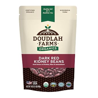 Organic Dried Dark Red Kidney Beans 1 lb - Non-GMO, USDA Organic, Farmed From Regenerative Soil, Tested Clean Certified, Vegan, Rich in Fiber & Protein for Soups, Salads, Chili - Grown In USA by a Wisconsin Family Farm
