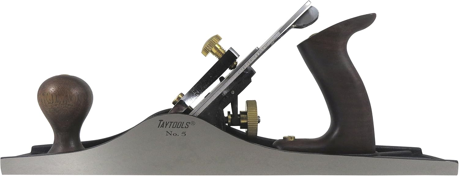 Taytools 469607 Jack Smoothing Bench Hand Plane #5, 14-1/4 Inch Sole, Ductile Cast Body, Lapped Sides and Bottom, Blade RHC 55-60, Sapele Handle and Tote