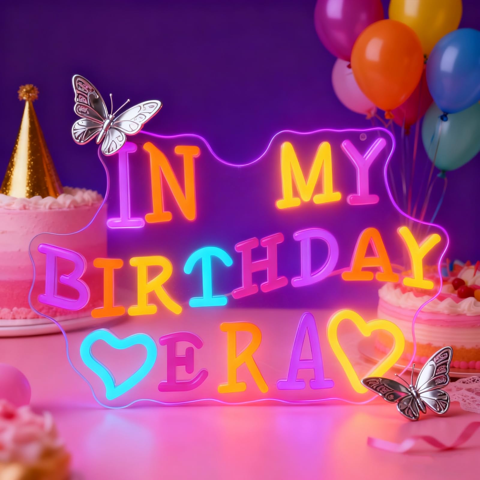 Neonowy znak "In My Birthday", kolorowe urodzinowe znaki świetlne LED do dekoracji ścian, tło piosenkarza, muzyka, prezent na koncert na żywo, do sypialni, klubu, na przyjęcie urodzinowe, męska