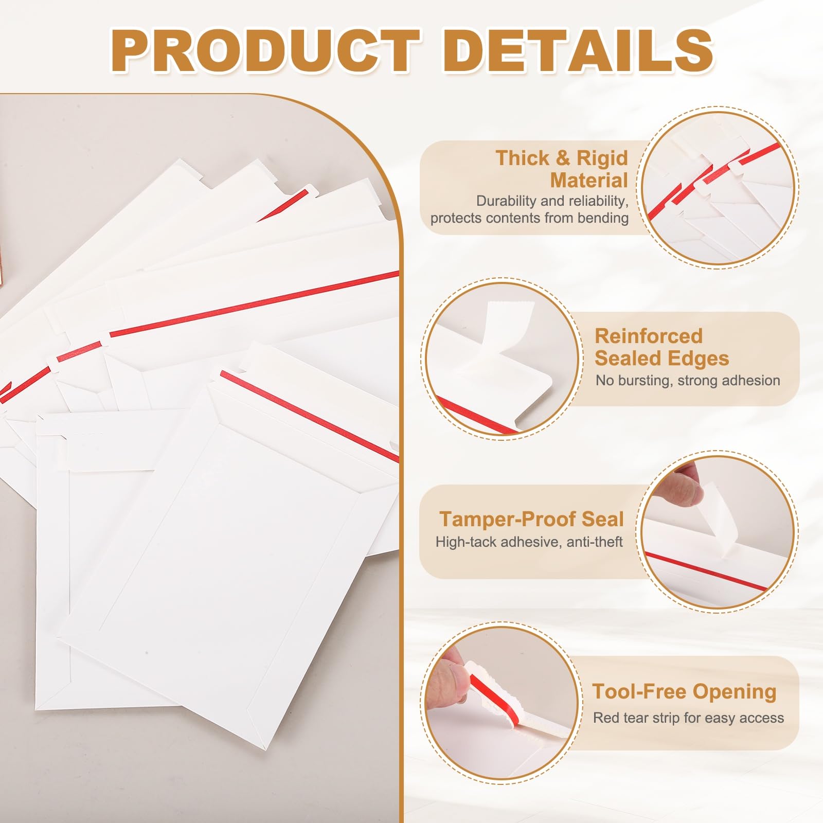 PATIKIL Lot de 100 enveloppes rigides en carton (25,4 x 16,3 cm, blanches) avec fermeture autocollante pour CD/photos/documents/images/papiers/fichiers