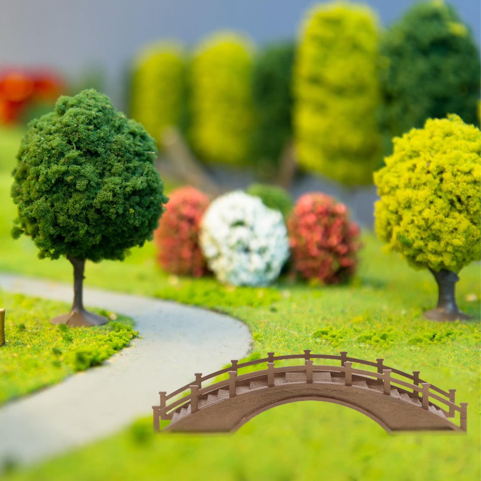 POPETPOP Petit Pont en Bois Miniature ModèLe en Arc pour Jardin Japonais DéCor Micro Paysage Accessoire De Maison Café 7.87X1.97X1.97In