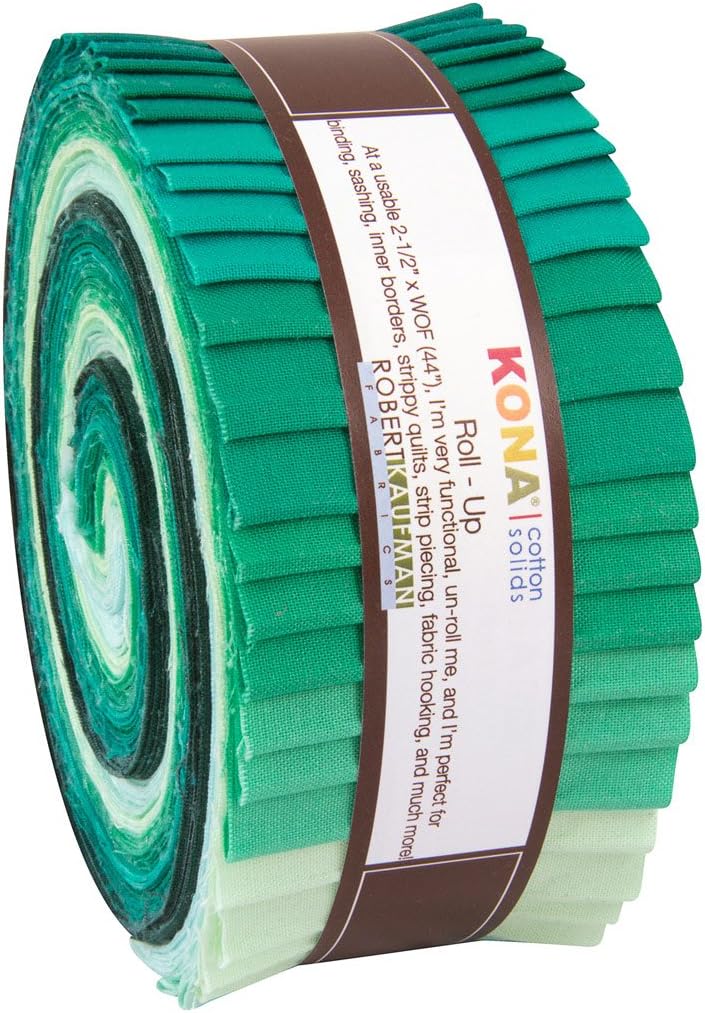 Robert Kaufman Strips Kona Cotton Lush Lagoon Fabric, 2-1/2"