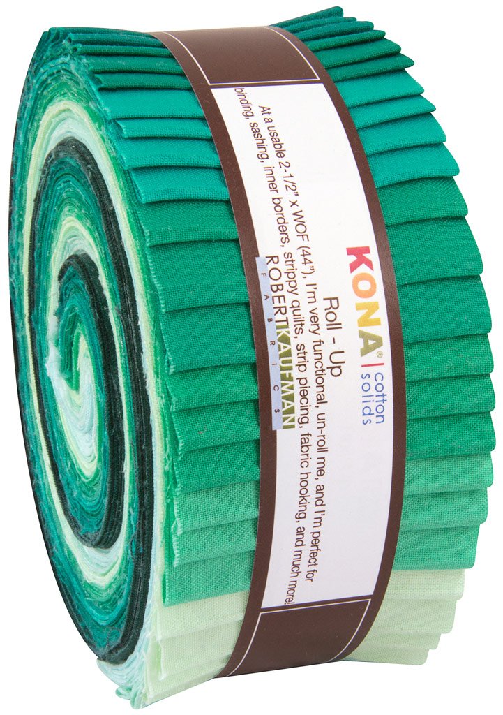 Robert Kaufman Strips Kona Cotton Lush Lagoon Fabric, 2-1/2"