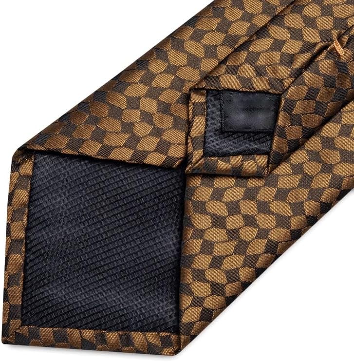 GSDFVIYT Men's Tie Sets Plaid Men Neckties Handkerchief Cuffli