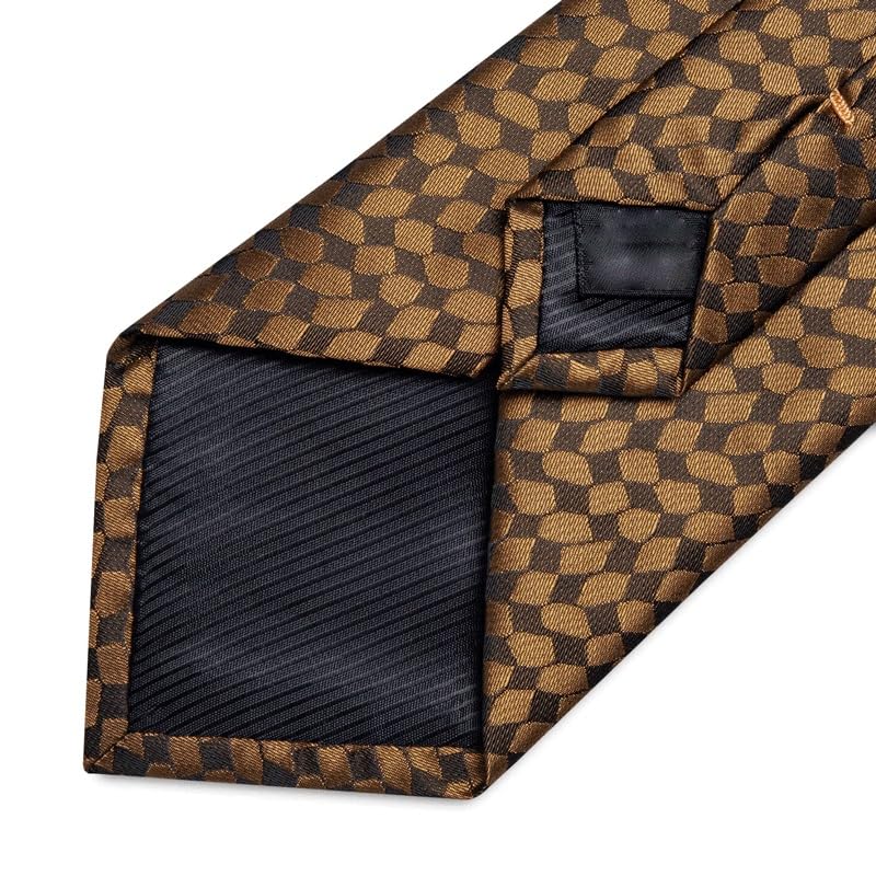 Conjunto de corbatas para hombre a cuadros con pañoleta y gemelos miniatura 6