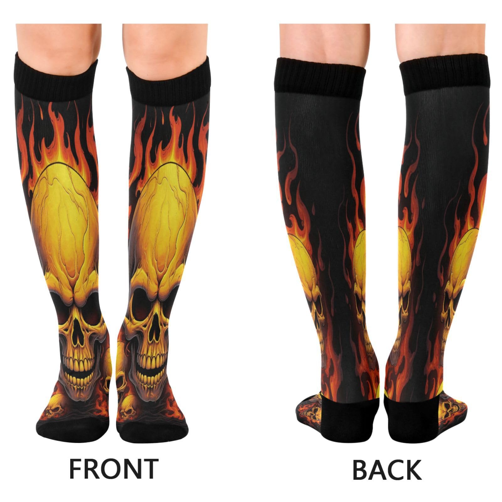 Zhirexin Flame Skeleton 1Pairs Compression Socks of Men & Women,Knee-High Sports Socks for Women & Men Winter Hiking Soccer Running Cycling Nurses Travel