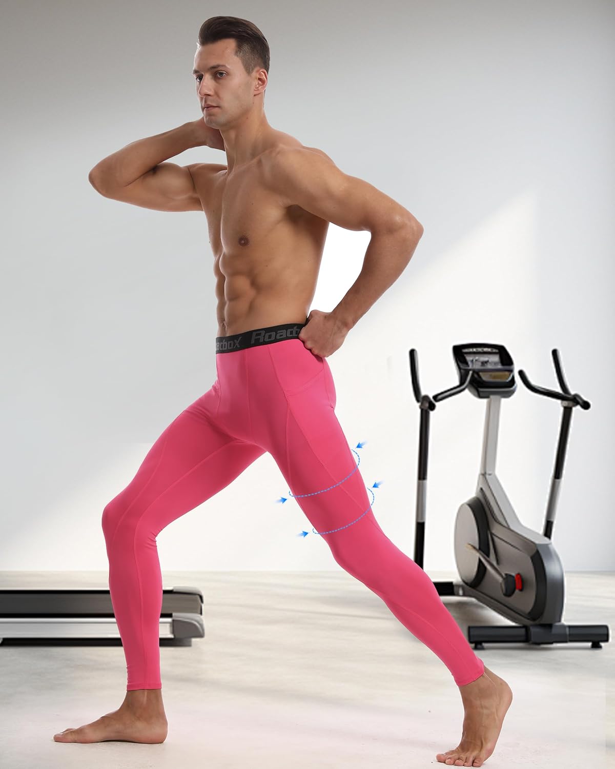Roadbox Mens Compression Pants Running Tights with Pockets Sports Workout Leggings Athletic Base Layer for Cycling Basketball - Image 3