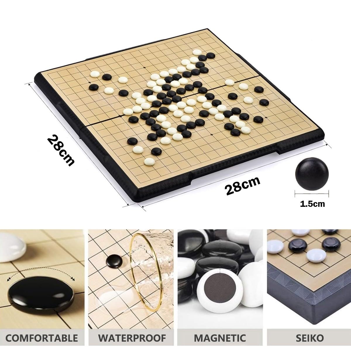 Set da Gioco Portatile Go con Lavagna Magnetica, Leggero e Pieghevole, Perfetto per i Giocatori Principianti(Yellow,B)