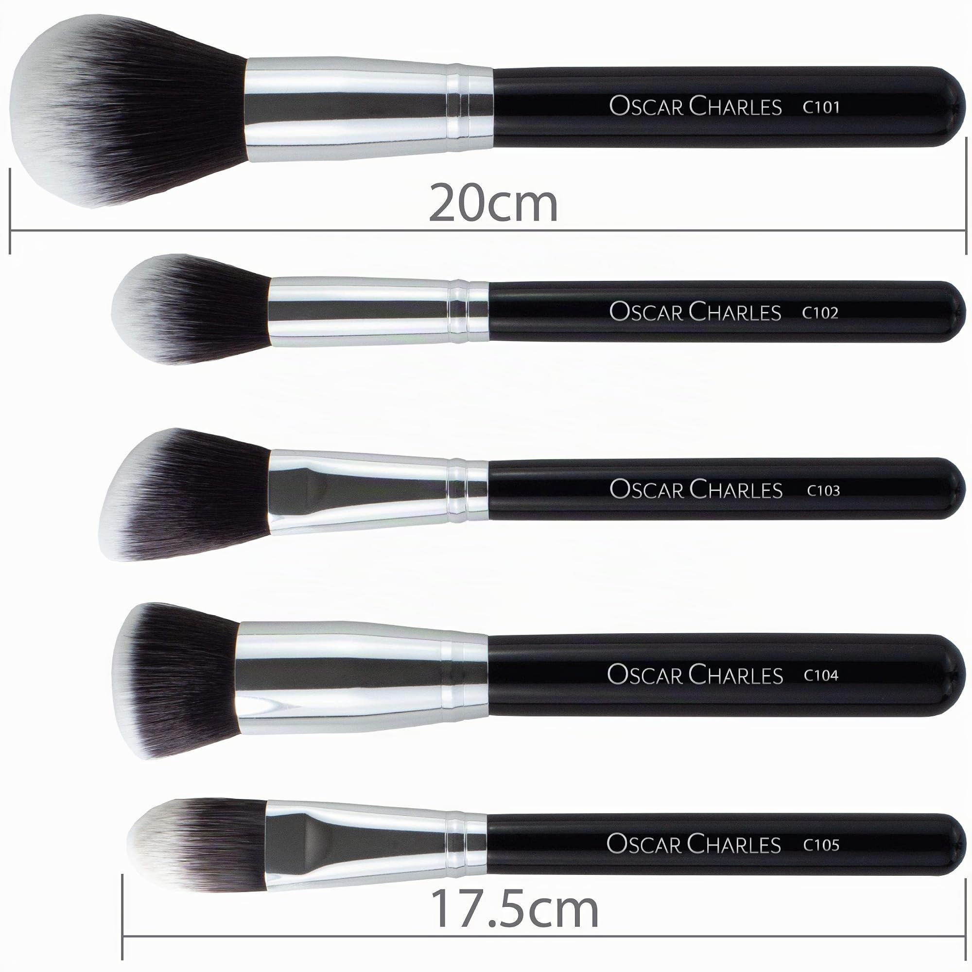 Set Pennelli Make up Oscar Charles, set di pennelli per trucco professionale da 12 pezzi, sei pennelli per trucco per il viso e set di sei pennelli per trucco per gli occhi (argento)