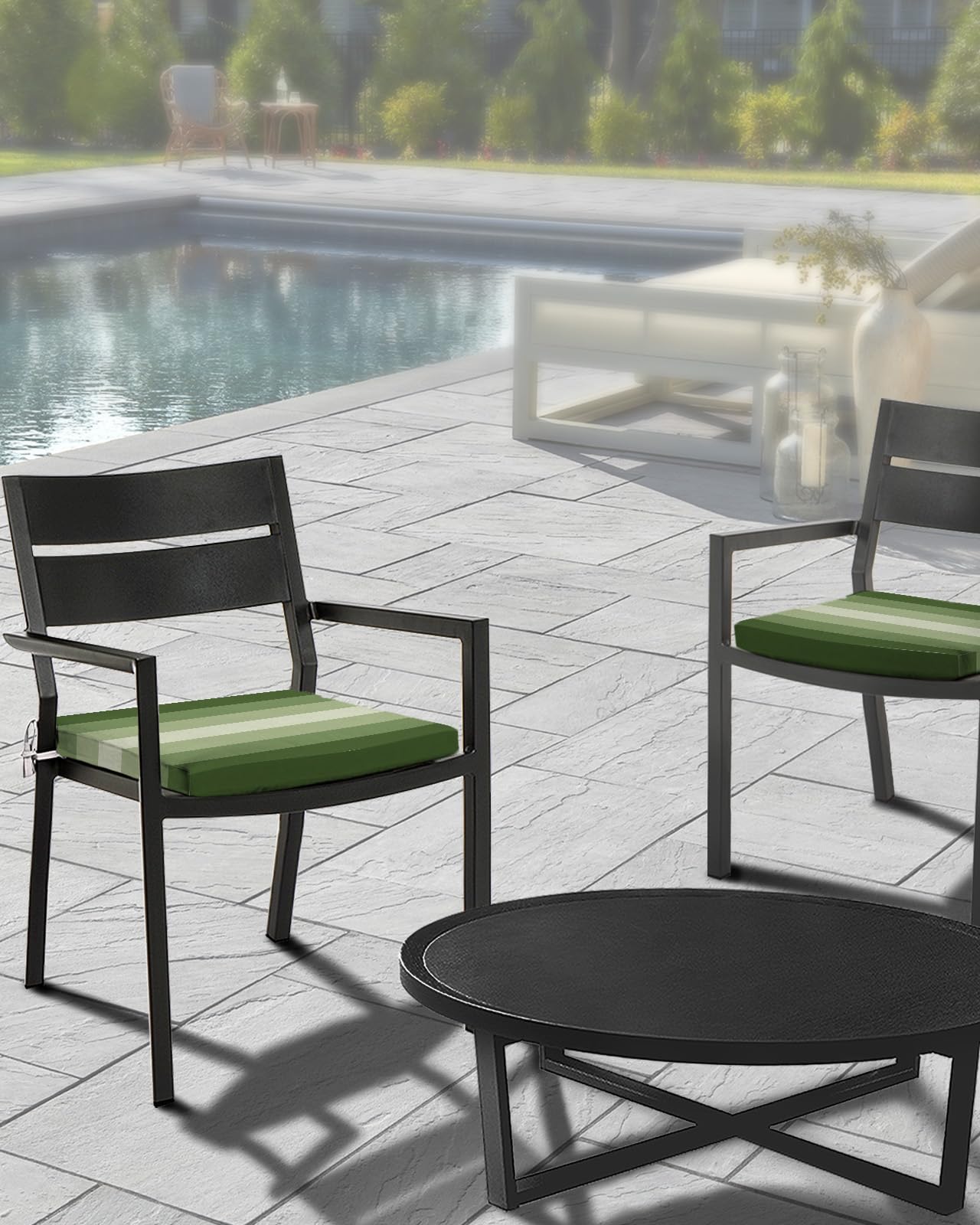 Edwiinsa Gradient Sage Green Indoor/Outdoor Seat Cushions Cover,Waterproof Patio Chaise Lounge Cushion Cover for Beach Pool Side Chair Cushions 20x18x4 Pieces Modern Abstract Minimalist Geometric