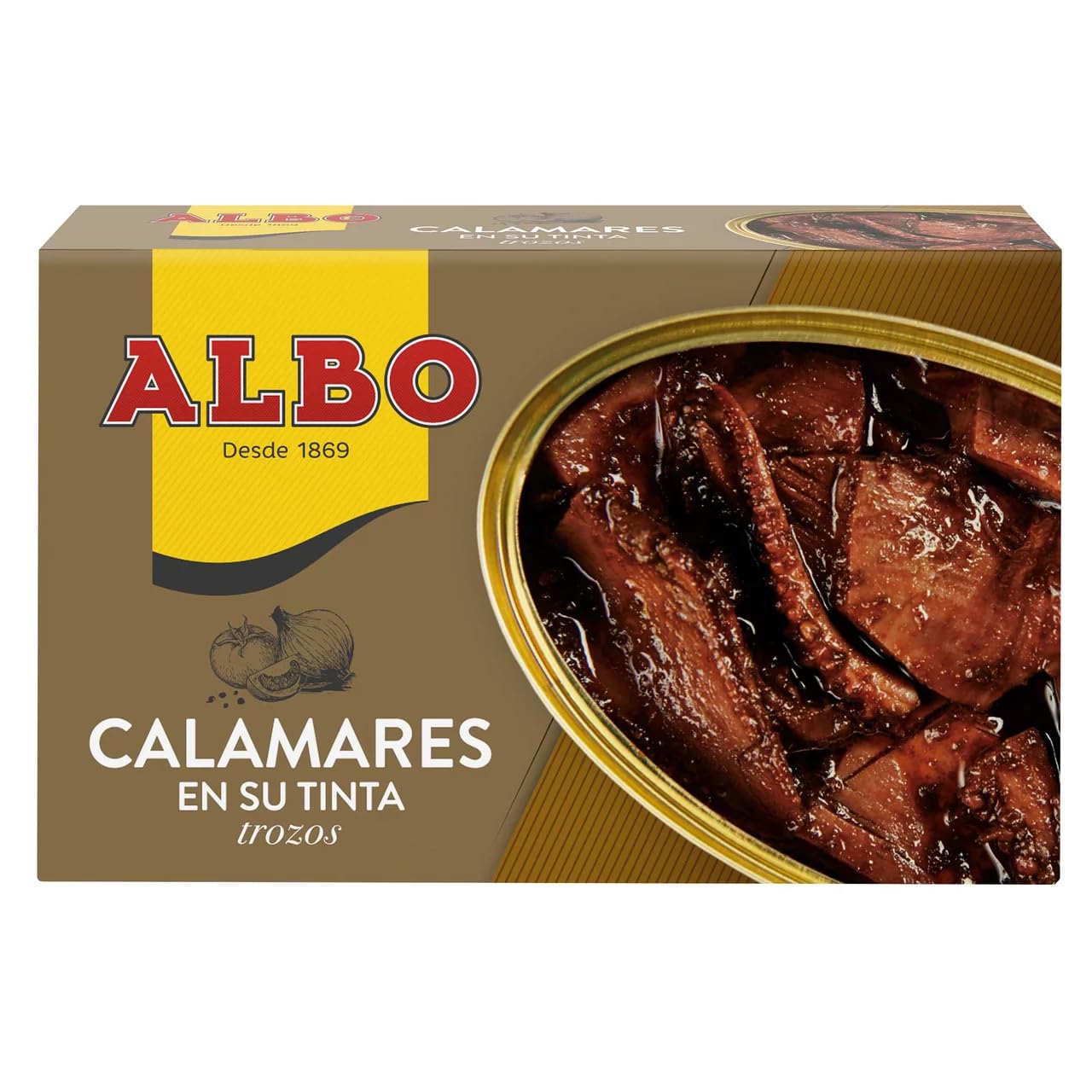 ALBO Tintenfisch in eigener Tinte, Stücke, Dose 72 g. 9er-Packung
