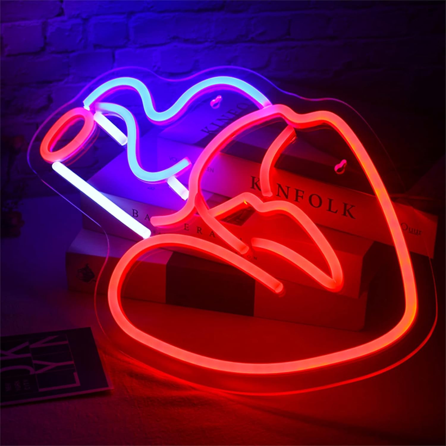 LEDネオンライト/ライトサイン/看板 セクシーな喫煙口 LEDネオンライト/ライトサイン/看板、スイッチ付き壁掛けUSB電源 アク