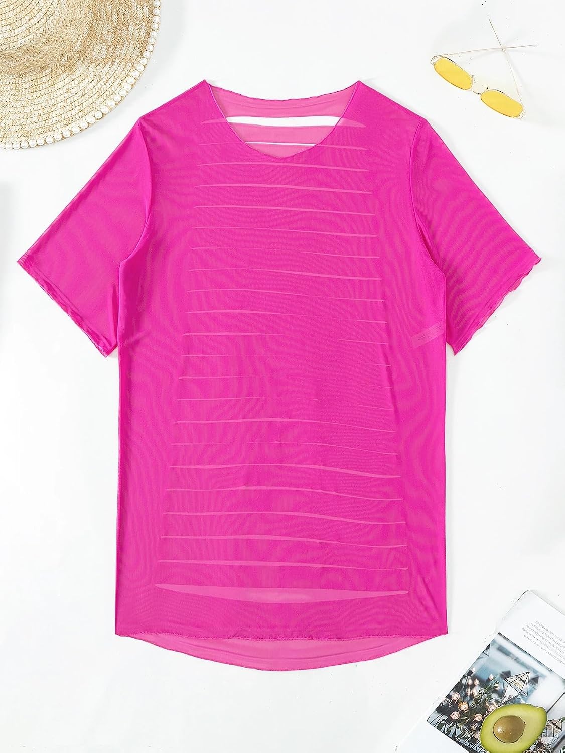 Womens Summer Beach Solid Ripped Mesh Cover Up cover ups for swimwear