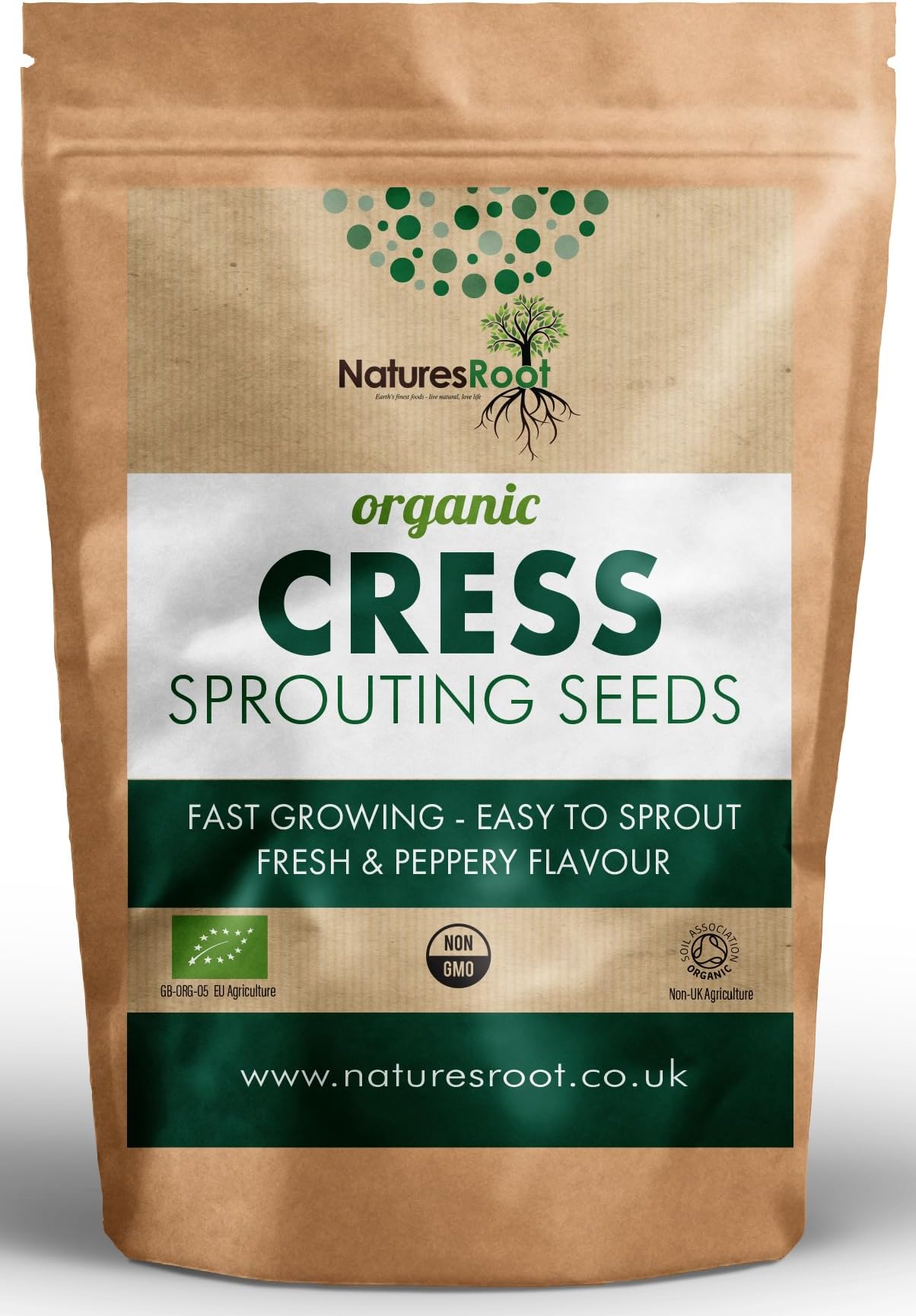 Nature’s Root Organic Cress Sprouting Seeds 250g – Peppery Curly Cress for Sprouts & Microgreens | No Soak Needed | Home Growing for Salads & Garnishes | Non-GMO