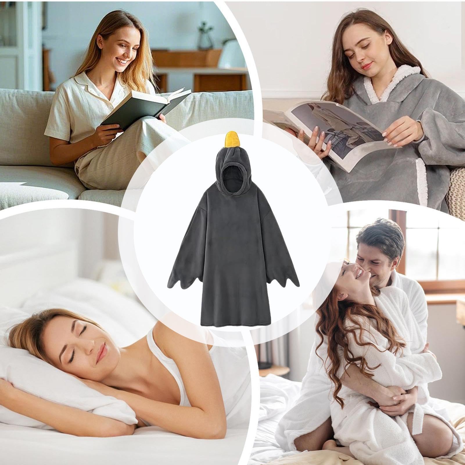 Coperta con cappuccio – Pigiama caldo per dormire, coperta con anatra, per donne e bambini, per andare a letto, campeggio, viaggi, compleanni, feste a casa