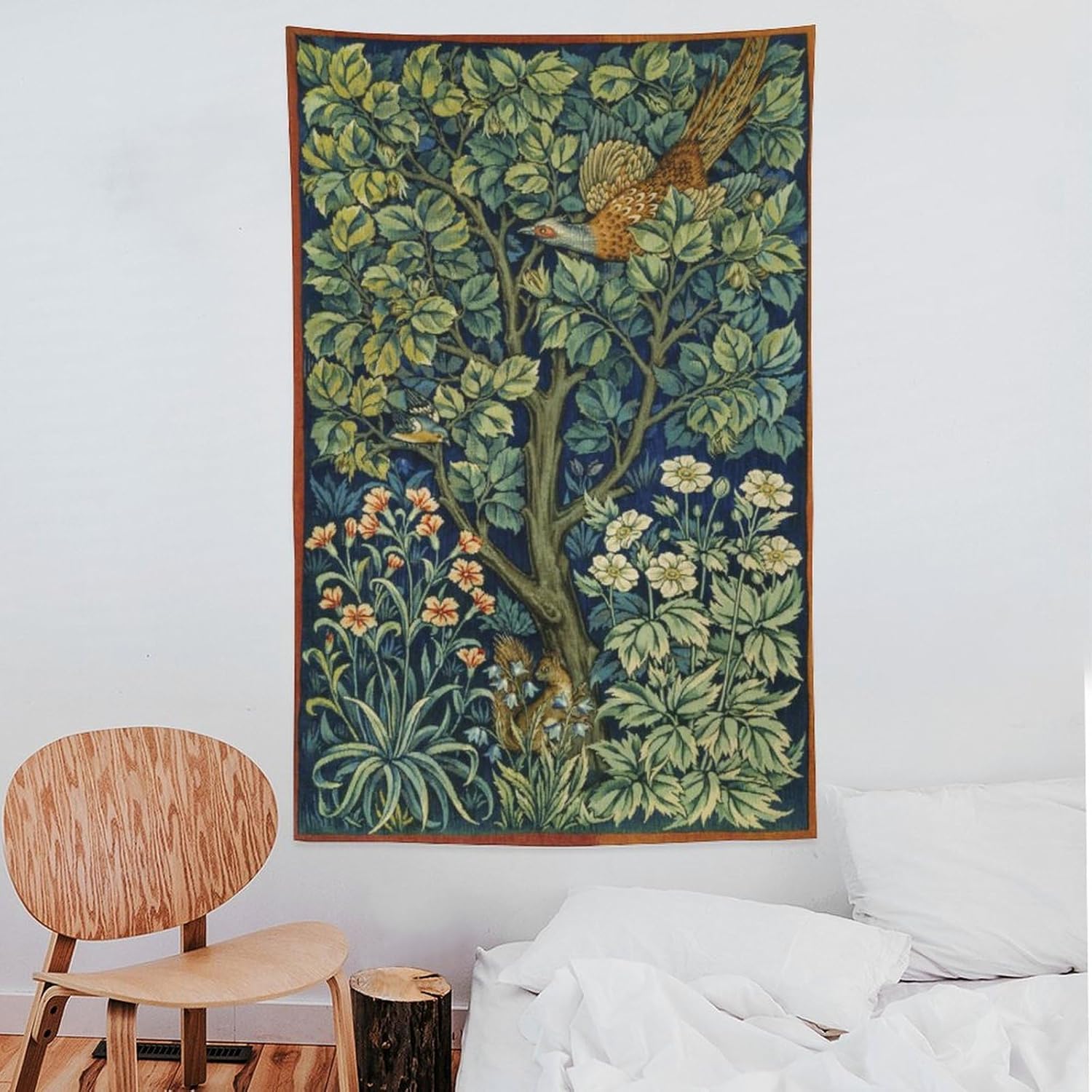 DDCBNS William Morris Vintage Plant Tapestry Wall Hanging,Medieval Vintage Flowers Pattern Modern Wall Art Décor,Retro Floral Garden Home Décor for Bedroom Living Room Dorm W60 x 90H Inch