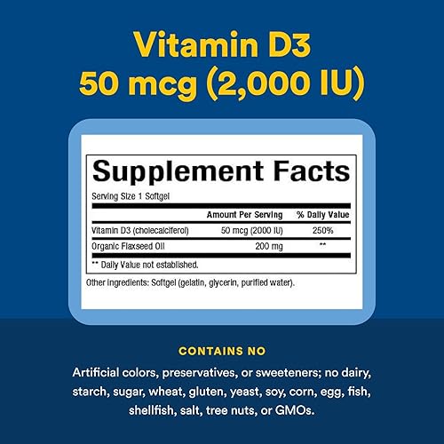 Miniatura 4 de Natural Factors, Vitamina D3 2000 UI (50 mcg), apoya huesos fuertes, músculos y función inmunológica, 120 cápsulas blandas