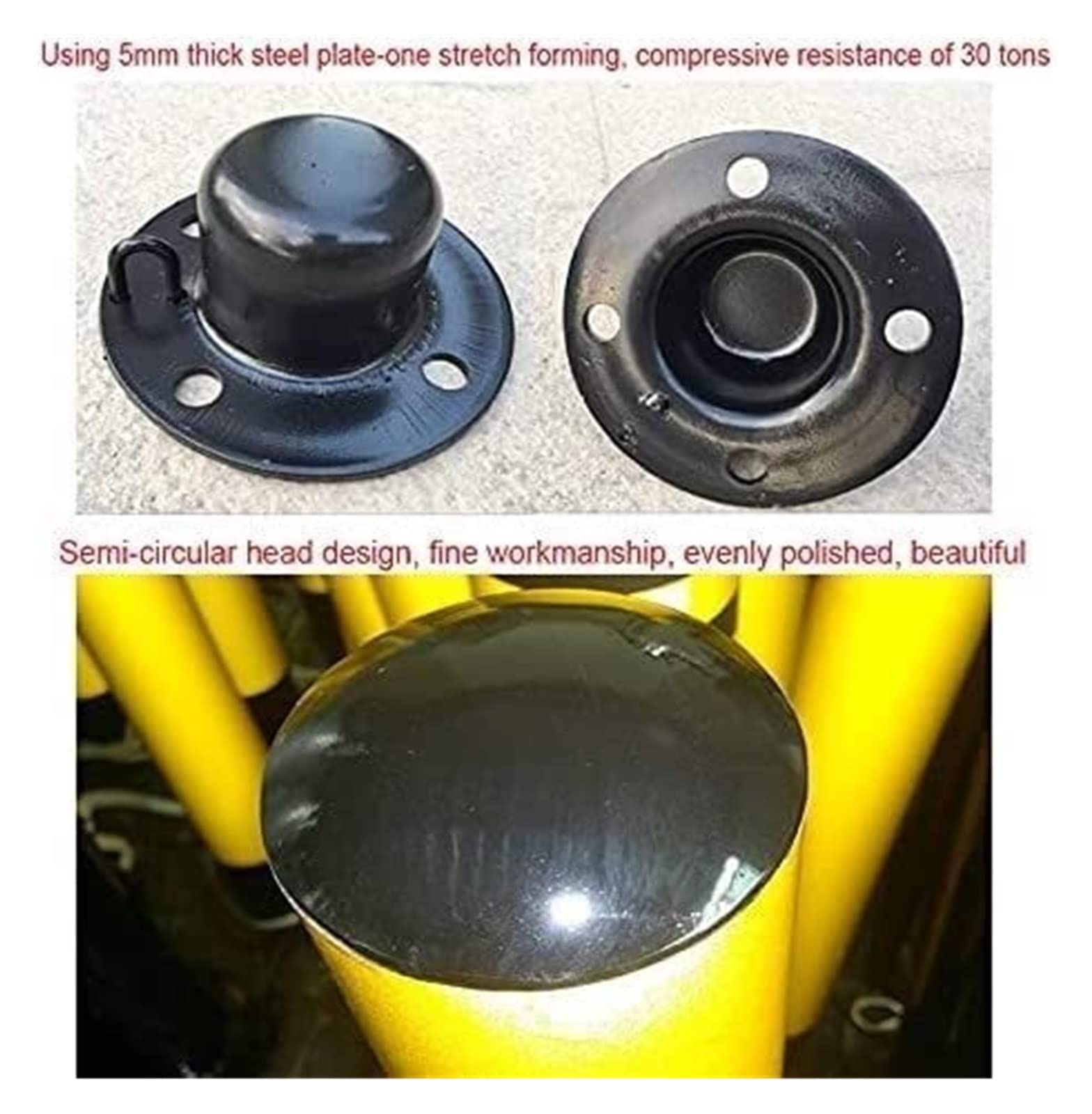 Bolardo De Tráfico, Barrera De Estacionamiento De Seguridad, Columna De Estacionamiento Negra Resistente con Aro De Suspensión Y Base Móvil, Bolardo De Metal Galvanizado, 76 X 650 Mm