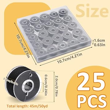 25 PCS Bobbin Thread Sewing Bobbins Black Sewing Machine Thread