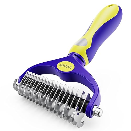 Miniatura 1 de Rastrillo de pelo para mascotas para perros - Rastrillo de aseo con diseño de doble cara - Cepillo para rastrillo para perros y gatos - Rastrillo de
