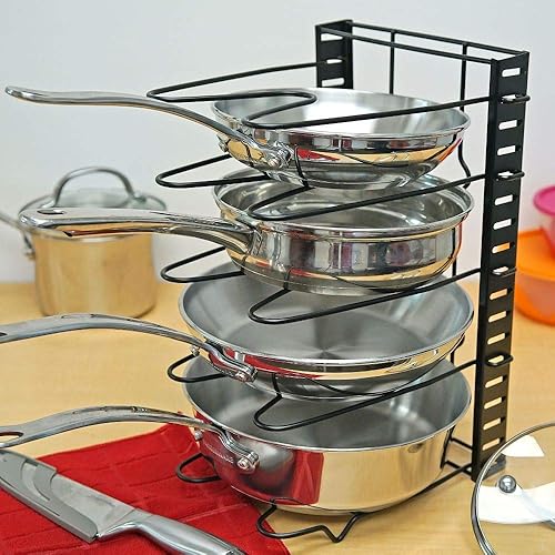 Miniatura 5 de Southern Homewares Estante de almacenamiento de ollas y sartenes de metal, estante organizador vertical de utensilios de cocina negro para cocina