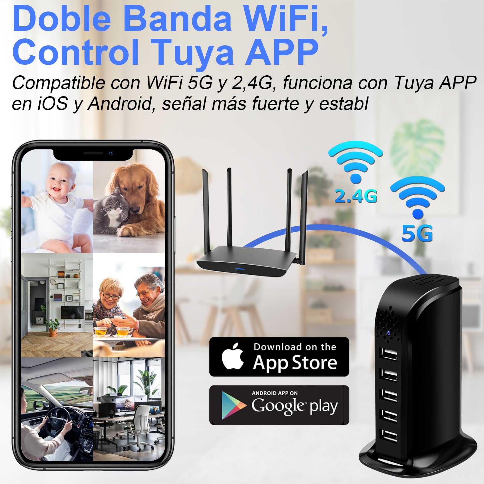 Cámara Espía Oculta 5G WiFi, Mini Camaras Espias Hub de Carga 1080P HD | Micro Camera Espia Camuflada de Vigilancia Detección de Movimiento, Diseño Discreto Invisible,Seguridad en Hogar Oficin