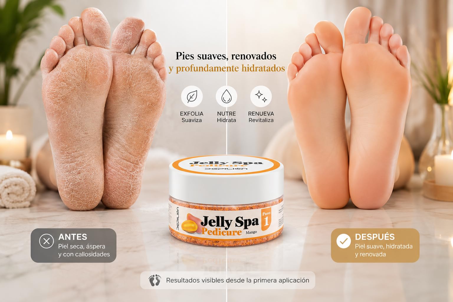 Pack Jelly Spa Pedicure - Paso 1: Mango 90g - Paso 2: 150g - Depilion