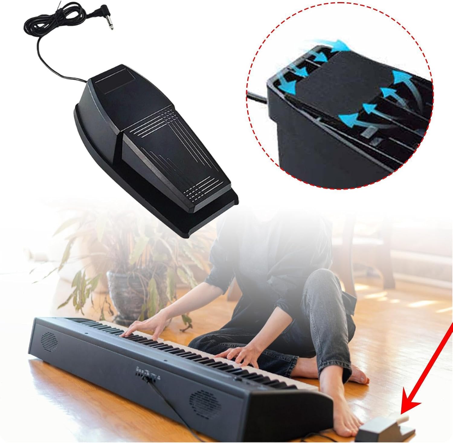 Sustain Pedal 6.5mm Jack Keyboards Performance Foot Pedal Music Instrument Parts