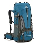 Bseash 60L Hiking Camping Backpack with Rain Cover, Waterproof Large Capacity Outdoor Sport Travel Daypack Climbing Touring (Blue Green)