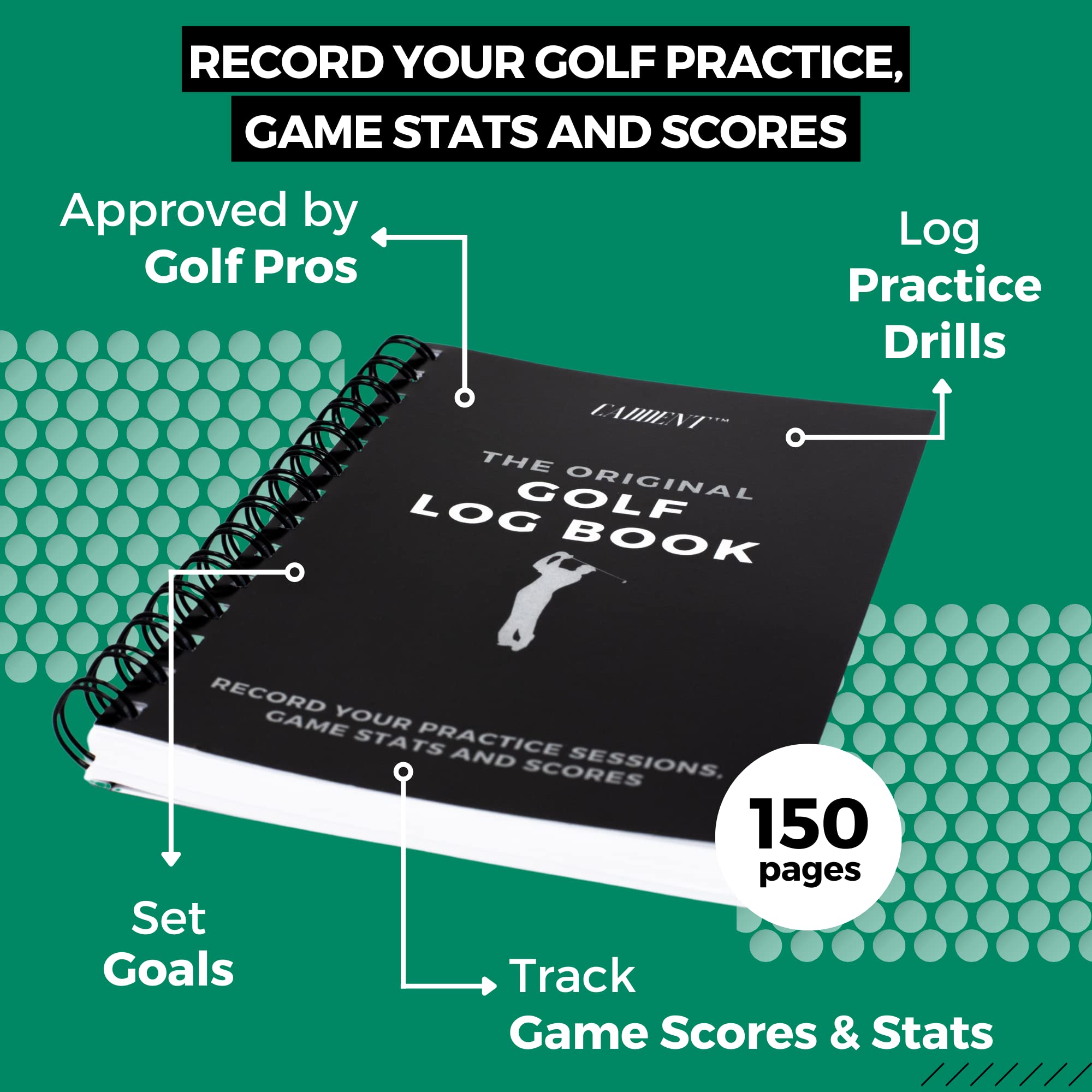 Cuaderno de Registro de Golf 150 páginas Encuadernado con Alambre para Estadísticas de Práctica y Tarjetas de Puntuación