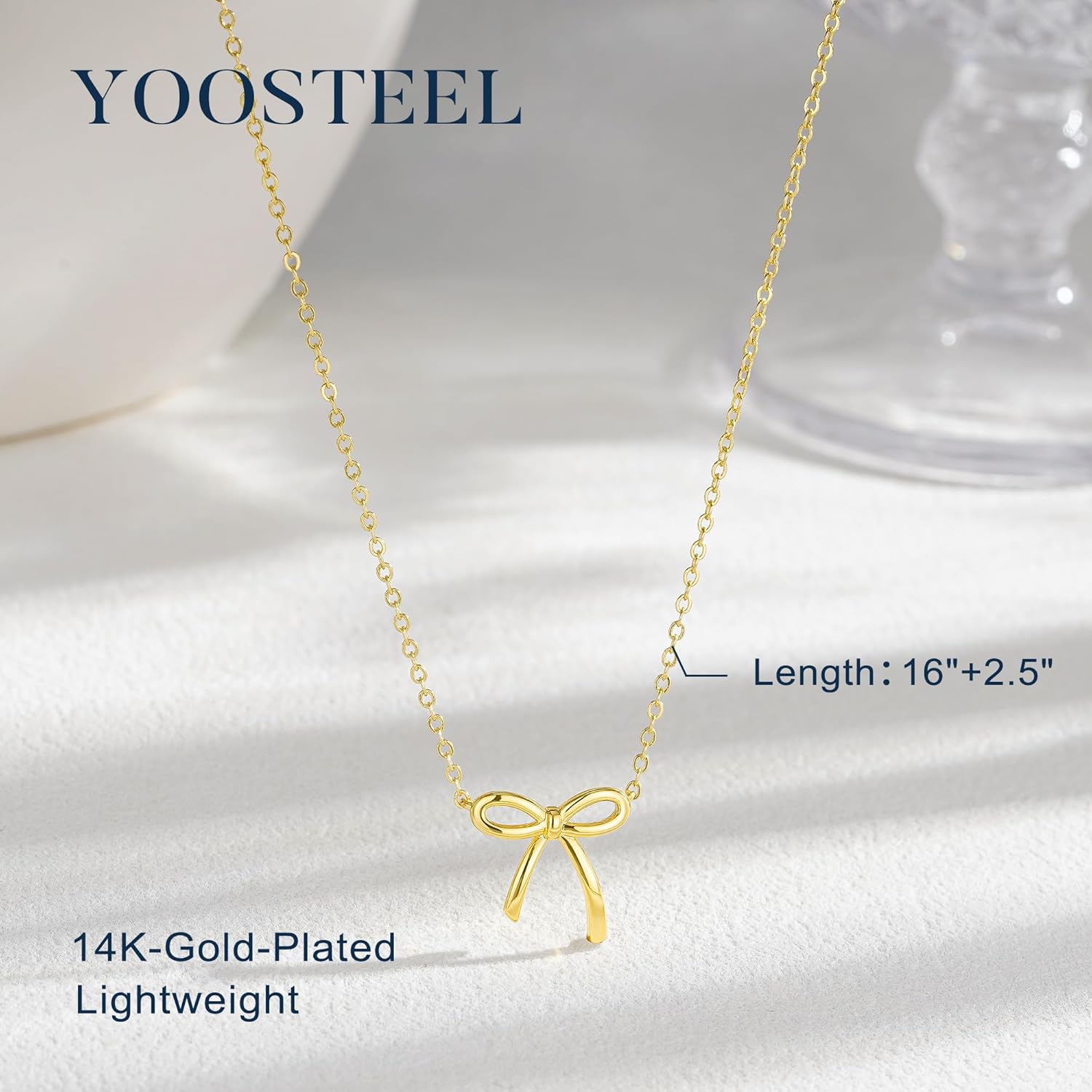 Yoosteel Valentines Gifts for Kids Teen Girls Her - Valentines Day Necklace 14K-Gold-Plated Dainty Bow Necklaces Cute Choker Small Tiny Bow Pendant Necklace Trendy Jewelry Gift for Teenage Girl Women - Image 4