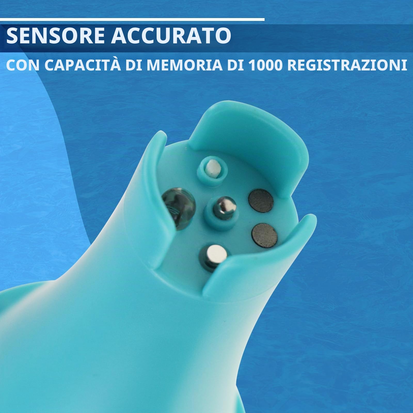 Misuratore di qualità dell'acqua 6 in 1 con Bluetooth e memoria dati per piscina - Misuratore di qualità dell'acqua per cloro, pH, EC (conduttività), ORP, contenuto di sale e temperatura, con app