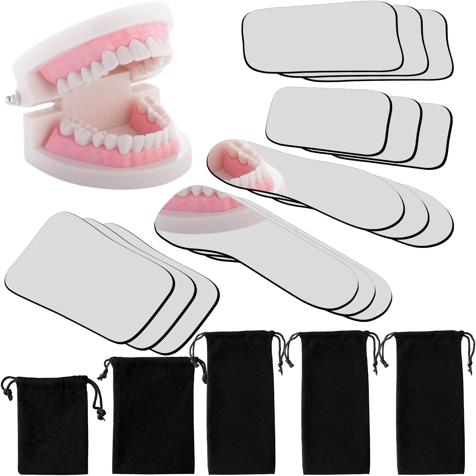 30 Pieces Dental Mouth Mirror Occlusal Reflector Intraoral Photography Mirror 2 Sided Dental Plated Glass Intraoral Photo glass for Clinic Dentist