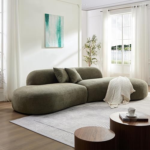 Miniatura 7 de Sofá modular curvado moderno de 135.4 pulgadas, sofá modular Boucle minimalista y cómodo con diván, sofás de lujo de 6 plazas de gran tamaño para