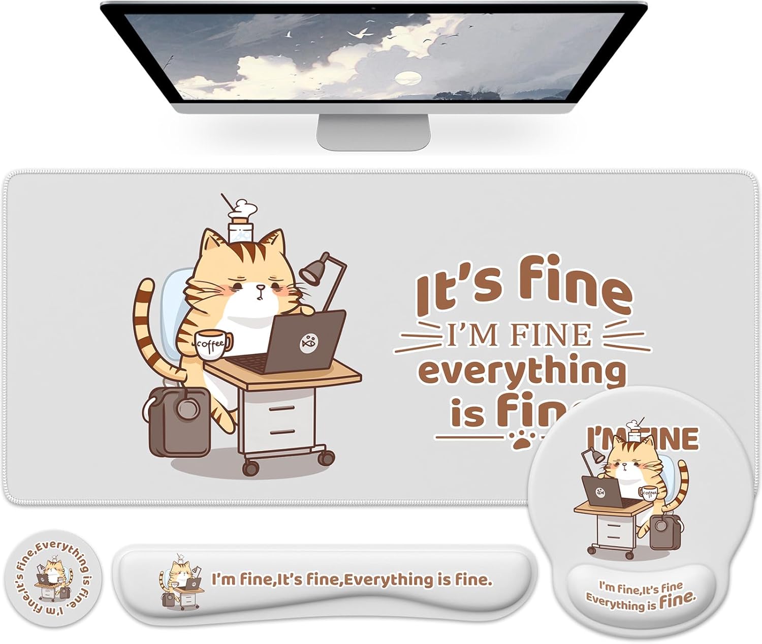 HAOCOO Mouse Pad with Wrist Rest, Funny Office Accessories, Non-Slip Gaming Desk Mat, Ergonomic Computer Mousepad for Home Office Decor