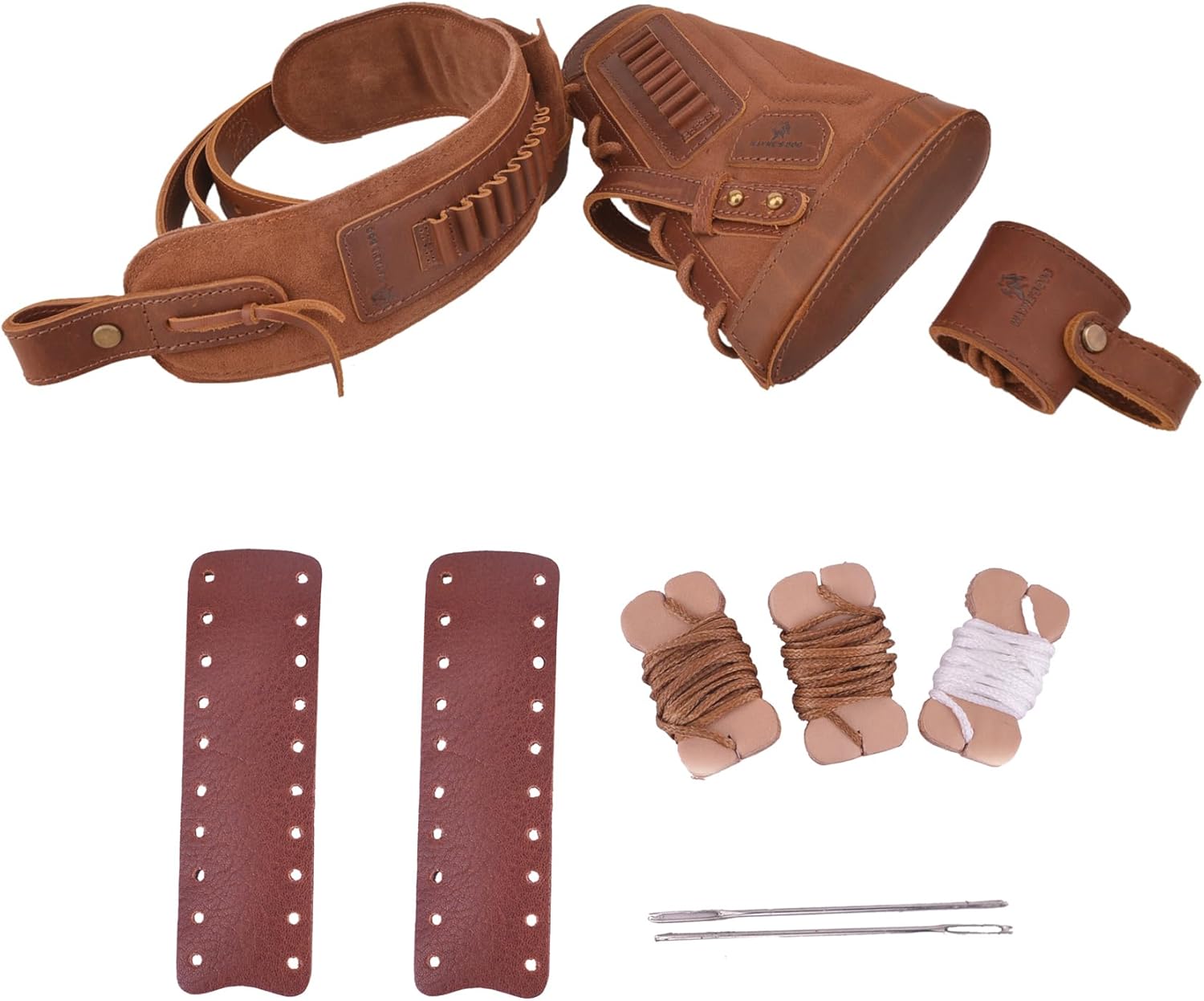 No Drill Leather Gun Cheek Rest Pad with Sling and Barrel Mount for 22LR .22MAG .17HMR